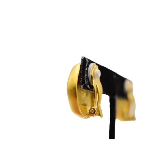 Givenchy Vintage Logo Coin Clip On Earrings Brushed Gold Chunky NOS Signed BinW - Picture 9 of 10